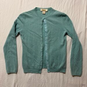 Vintage Peck & Peck Light Blue Cardigan Sweater - 100% Cashmere